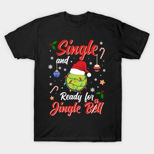 Funny Tennis Player Costume Single and ready for Jingle Bell T-Shirt